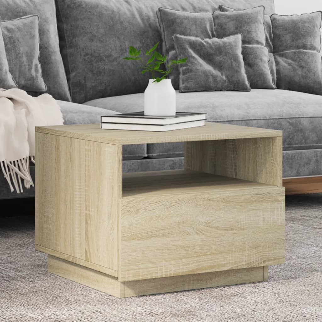 Salontafel met LED-verlichting 50x49x40 cm sonoma eikenkleurig is nu te koop bij PeponiXL, paradijselijk wonen!