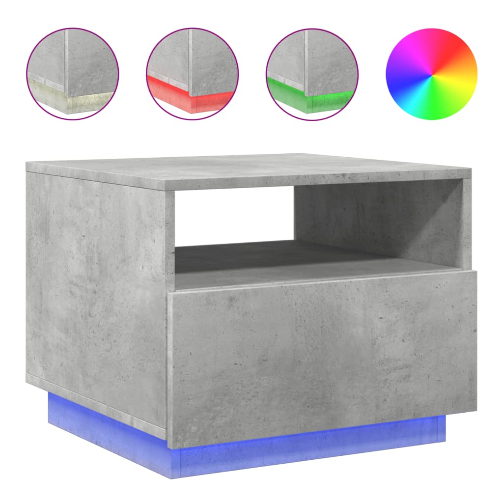Salontafel met LED-verlichting 50x49x40 cm betongrijs is nu te koop bij PeponiXL, paradijselijk wonen!