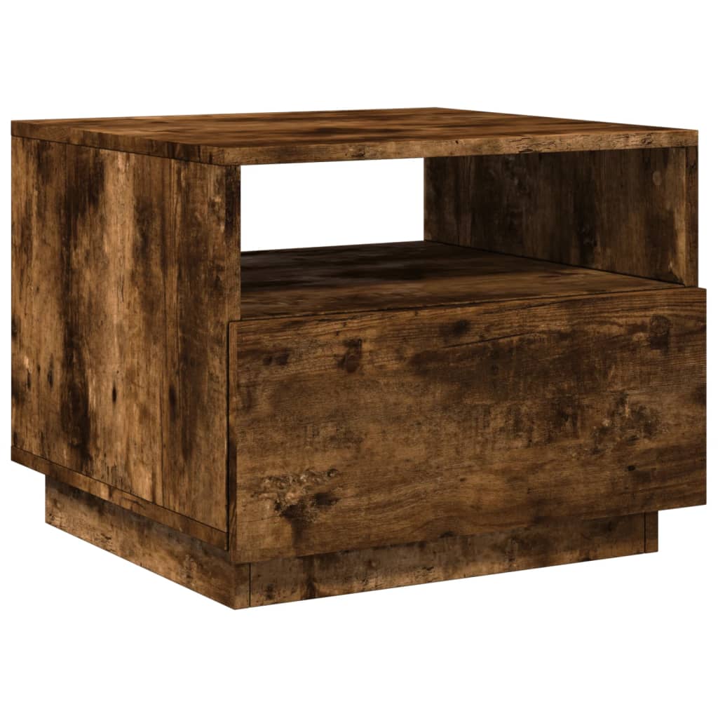 Salontafel met LED-verlichting 50x49x40 cm gerookt eikenkleurig is nu te koop bij PeponiXL, paradijselijk wonen!