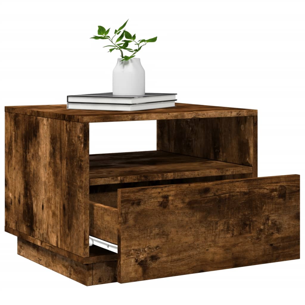 Salontafel met LED-verlichting 50x49x40 cm gerookt eikenkleurig is nu te koop bij PeponiXL, paradijselijk wonen!