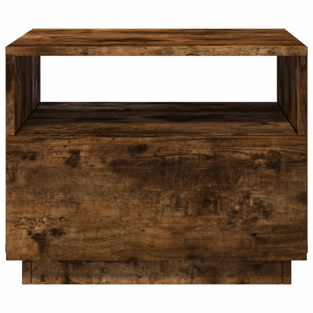 Salontafel met LED-verlichting 50x49x40 cm gerookt eikenkleurig is nu te koop bij PeponiXL, paradijselijk wonen!
