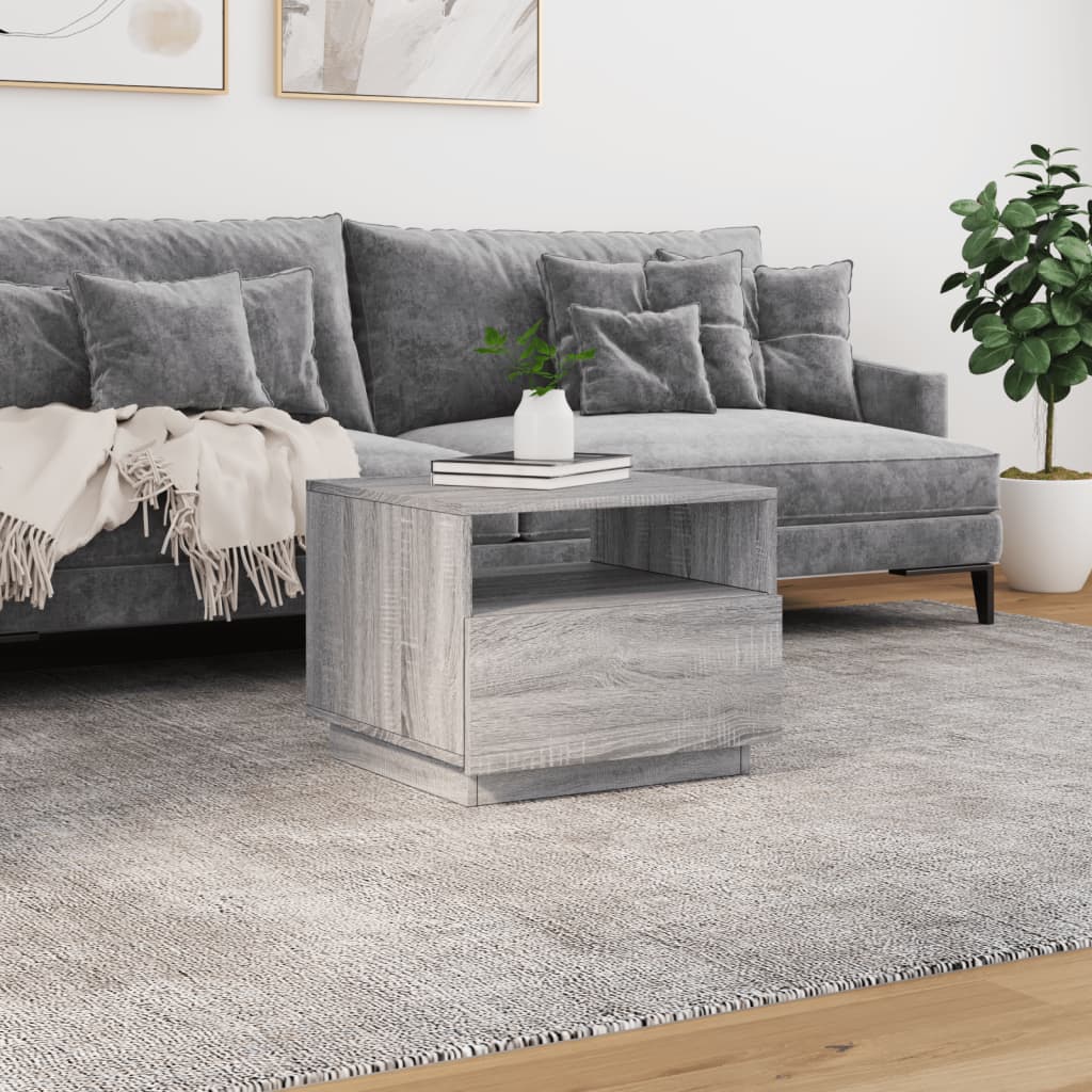 Salontafel met LED-verlichting 50x49x40 cm grijs sonoma eiken is nu te koop bij PeponiXL, paradijselijk wonen!