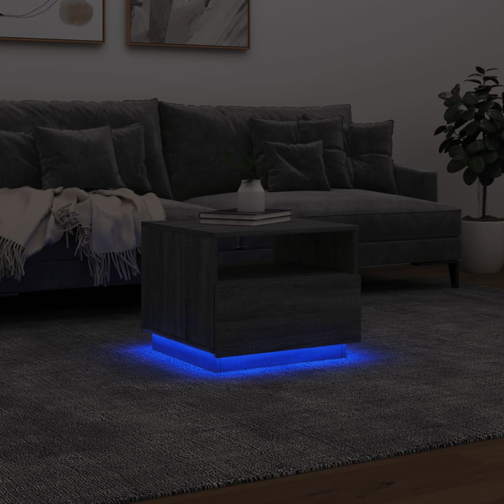 Salontafel met LED-verlichting 50x49x40 cm grijs sonoma eiken is nu te koop bij PeponiXL, paradijselijk wonen!