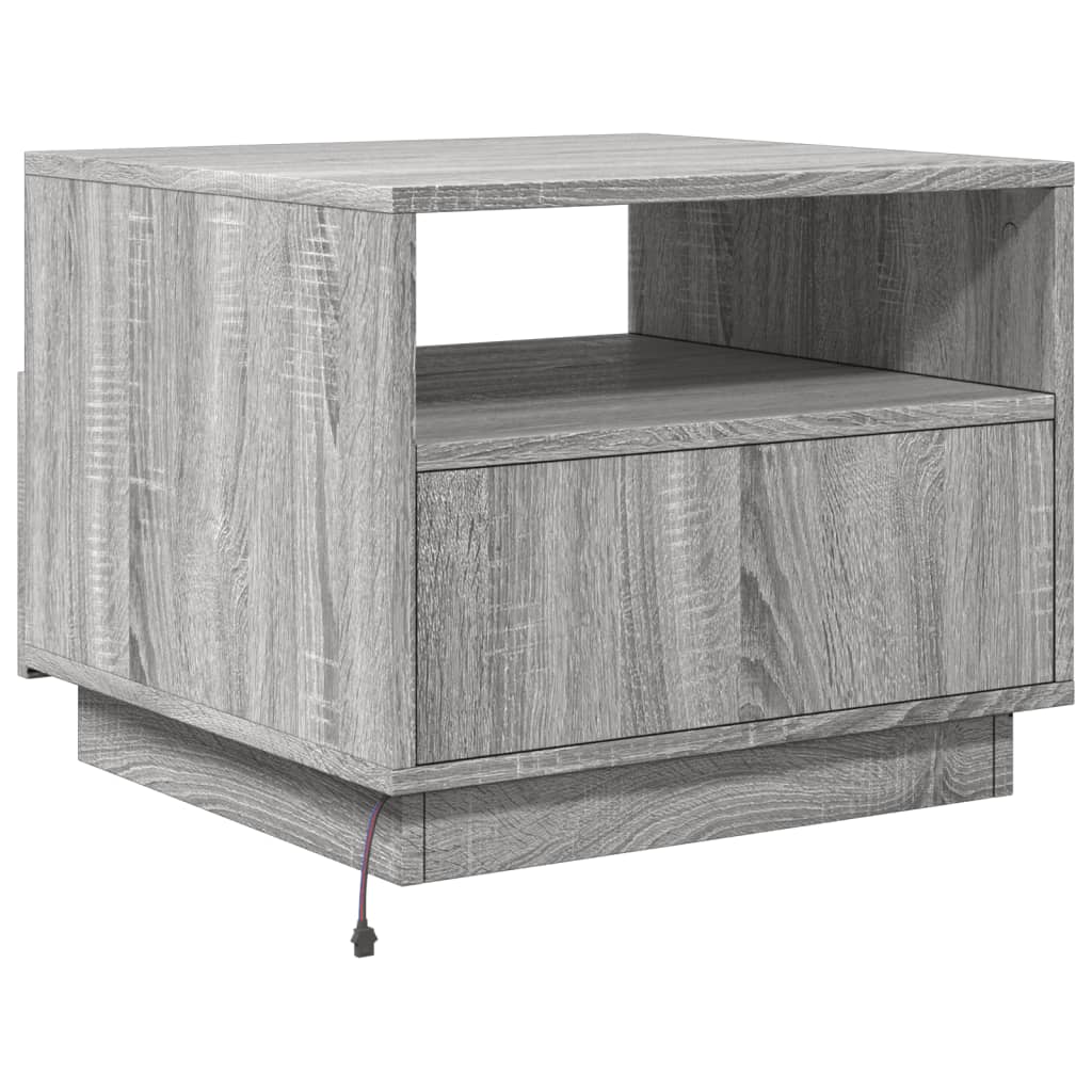 Salontafel met LED-verlichting 50x49x40 cm grijs sonoma eiken is nu te koop bij PeponiXL, paradijselijk wonen!
