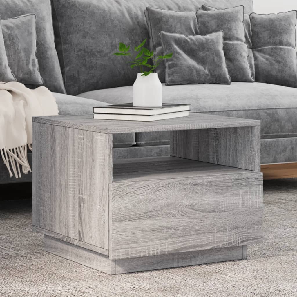 Salontafel met LED-verlichting 50x49x40 cm grijs sonoma eiken is nu te koop bij PeponiXL, paradijselijk wonen!