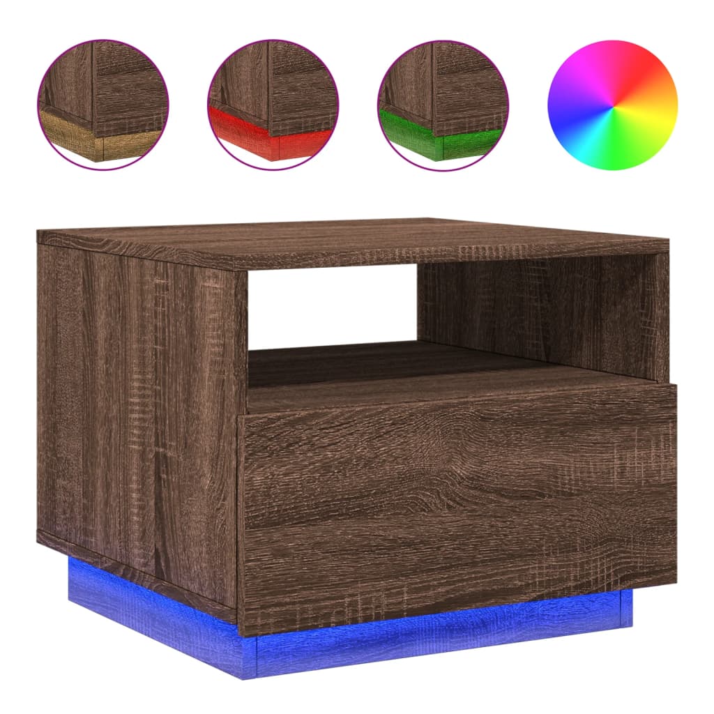 Salontafel met LED-verlichting 50x49x40 cm bruin eikenkleur is nu te koop bij PeponiXL, paradijselijk wonen!