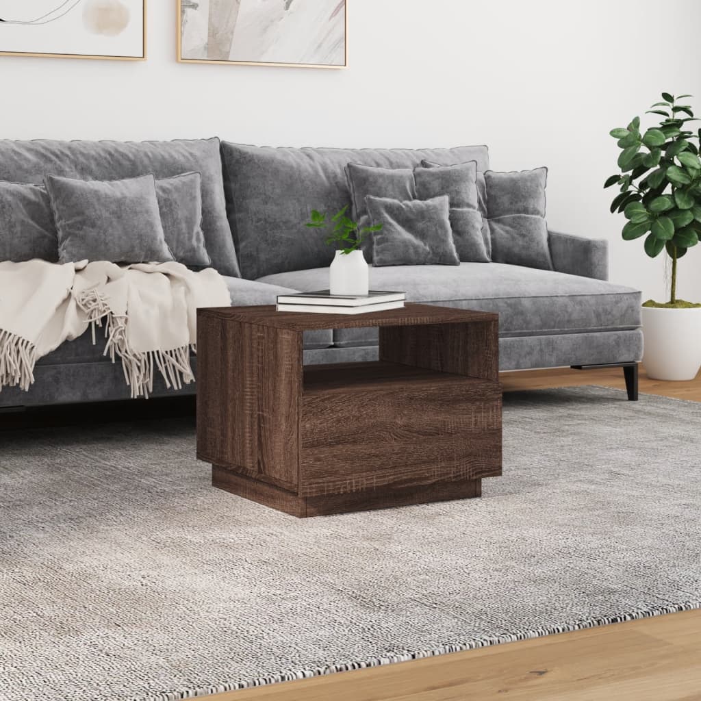 Salontafel met LED-verlichting 50x49x40 cm bruin eikenkleur is nu te koop bij PeponiXL, paradijselijk wonen!