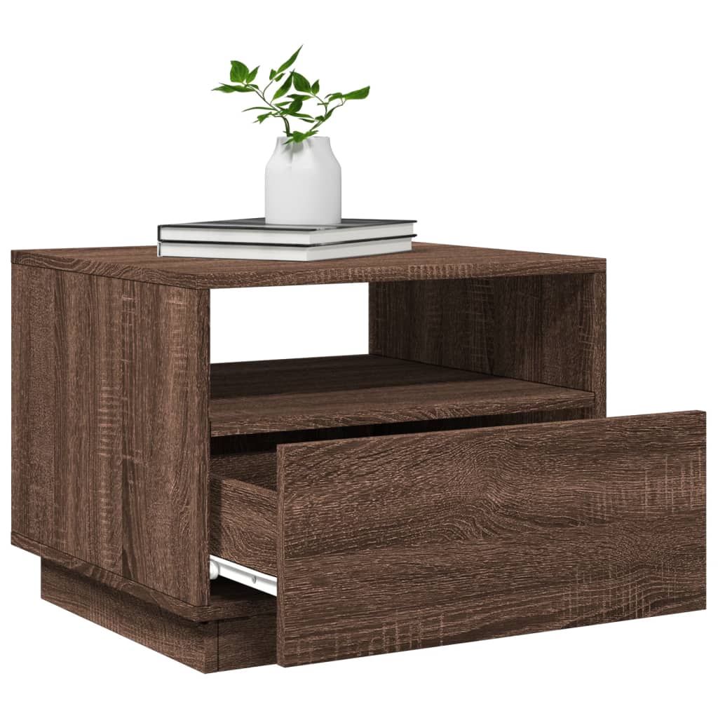 Salontafel met LED-verlichting 50x49x40 cm bruin eikenkleur is nu te koop bij PeponiXL, paradijselijk wonen!