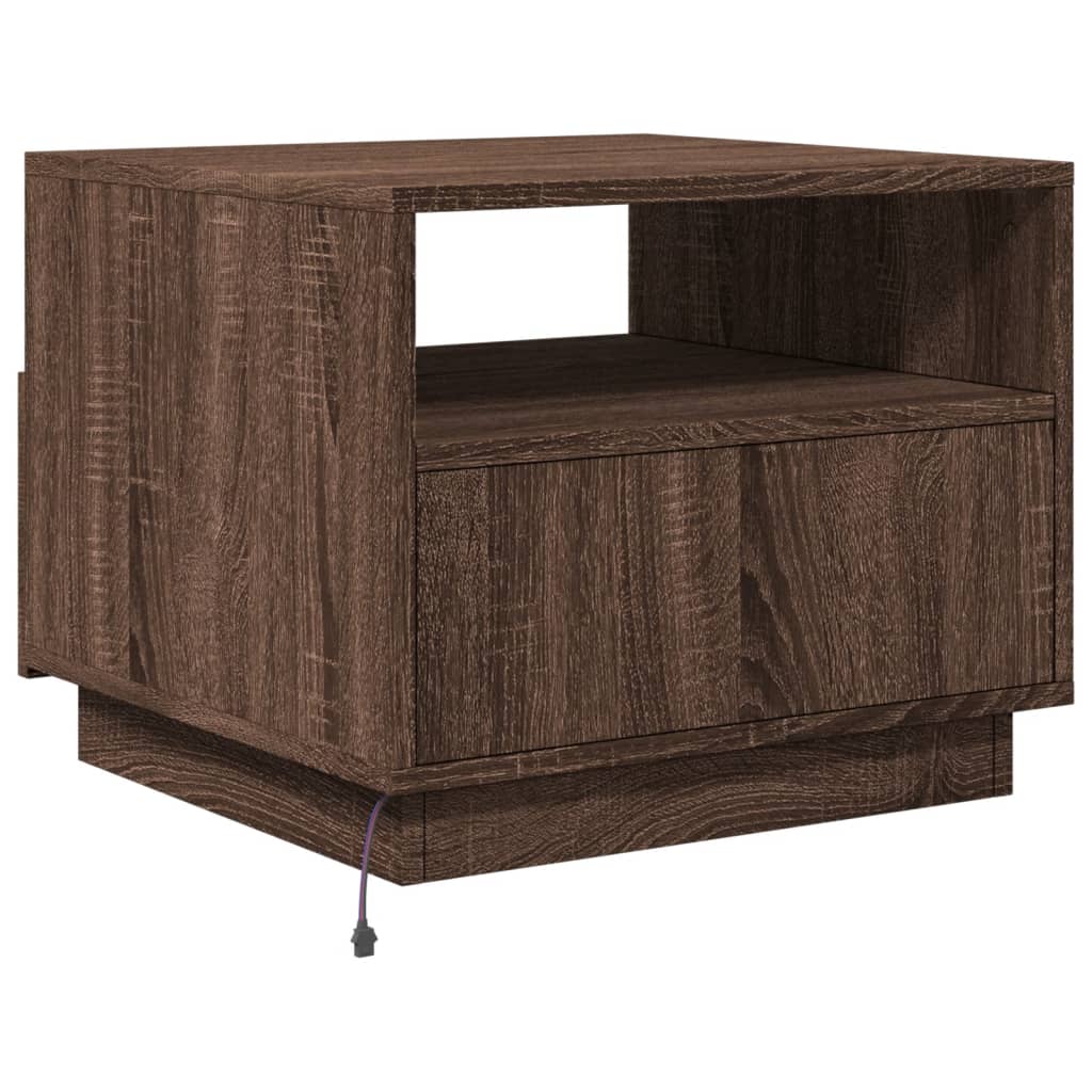 Salontafel met LED-verlichting 50x49x40 cm bruin eikenkleur is nu te koop bij PeponiXL, paradijselijk wonen!