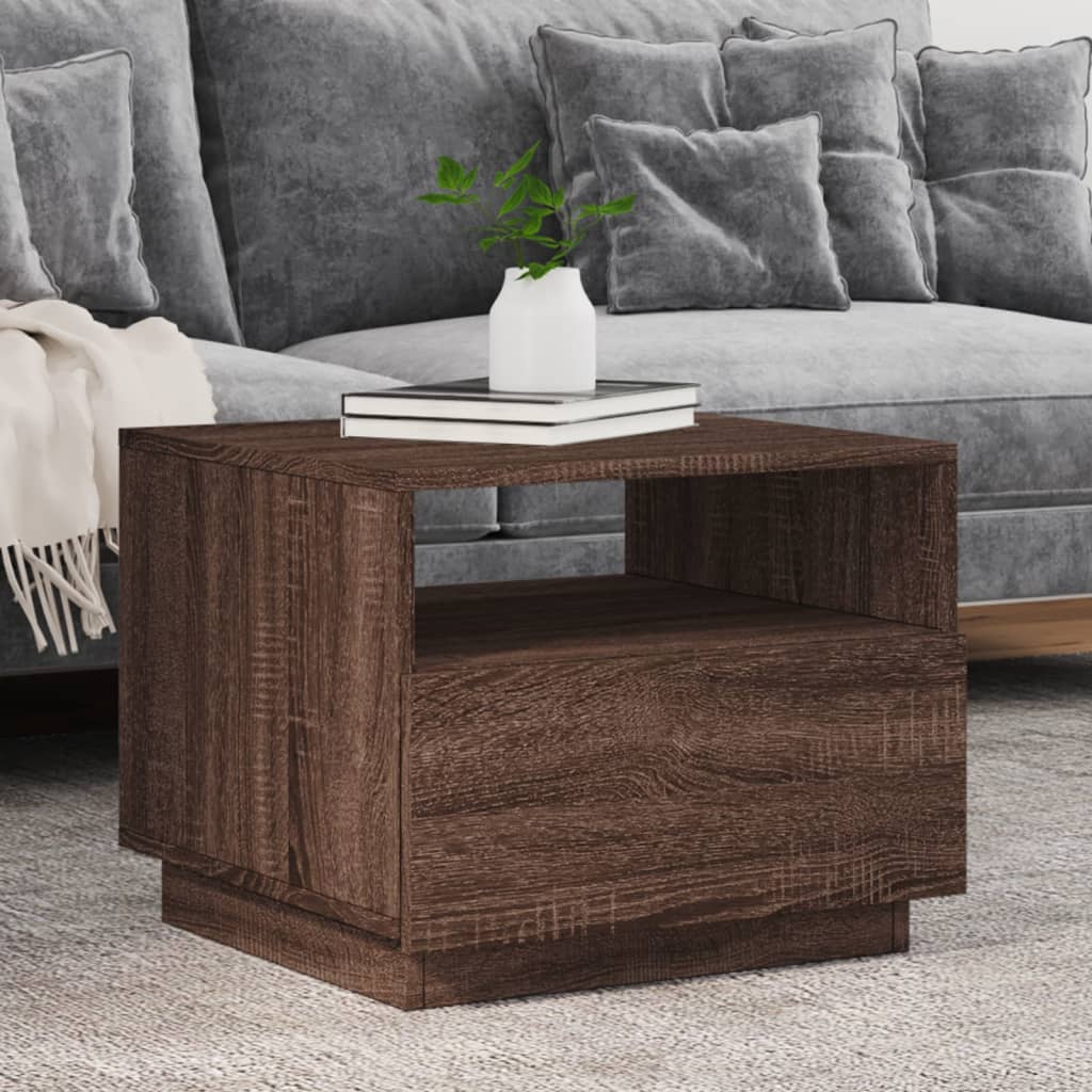 Salontafel met LED-verlichting 50x49x40 cm bruin eikenkleur is nu te koop bij PeponiXL, paradijselijk wonen!
