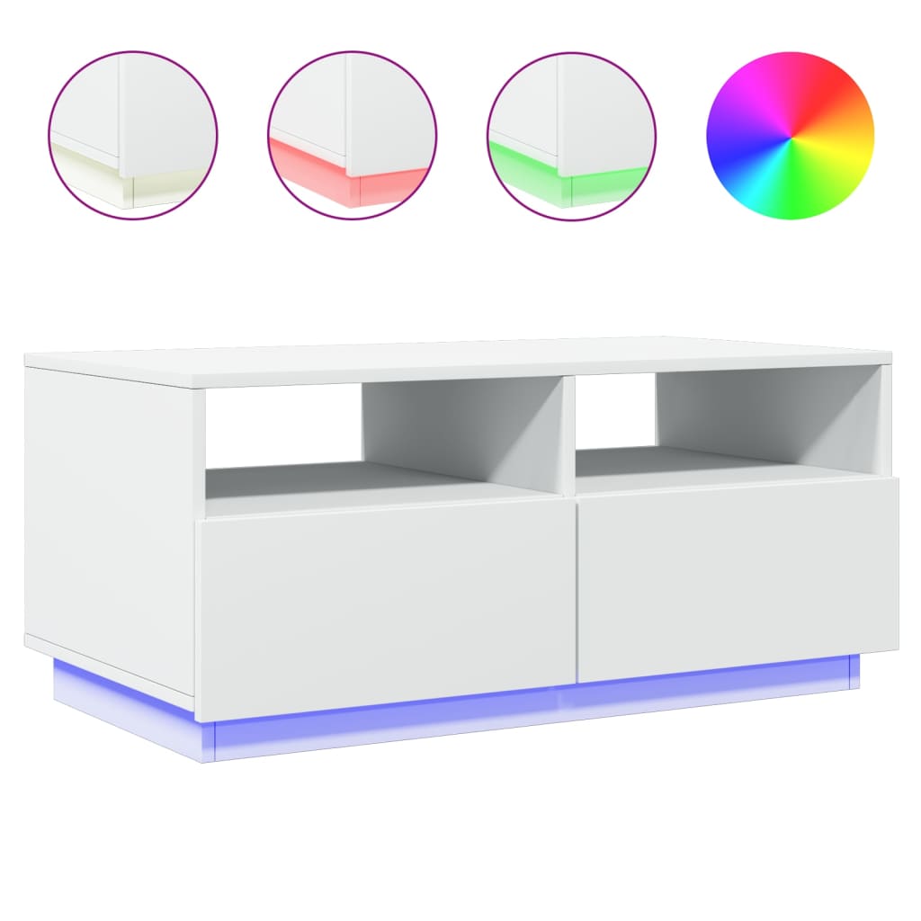 Salontafel met LED-verlichting 90x49x40 cm wit is nu te koop bij PeponiXL, paradijselijk wonen!