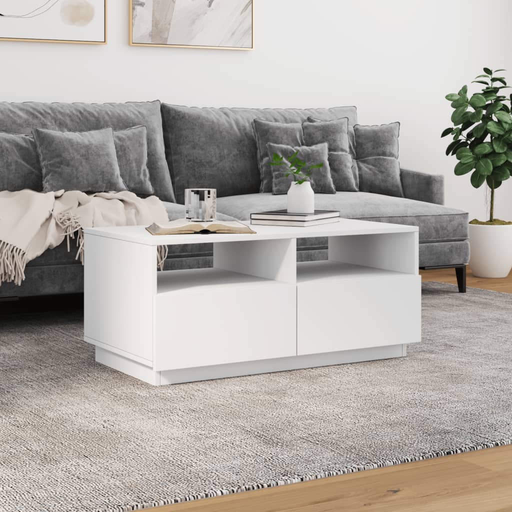 Salontafel met LED-verlichting 90x49x40 cm wit is nu te koop bij PeponiXL, paradijselijk wonen!