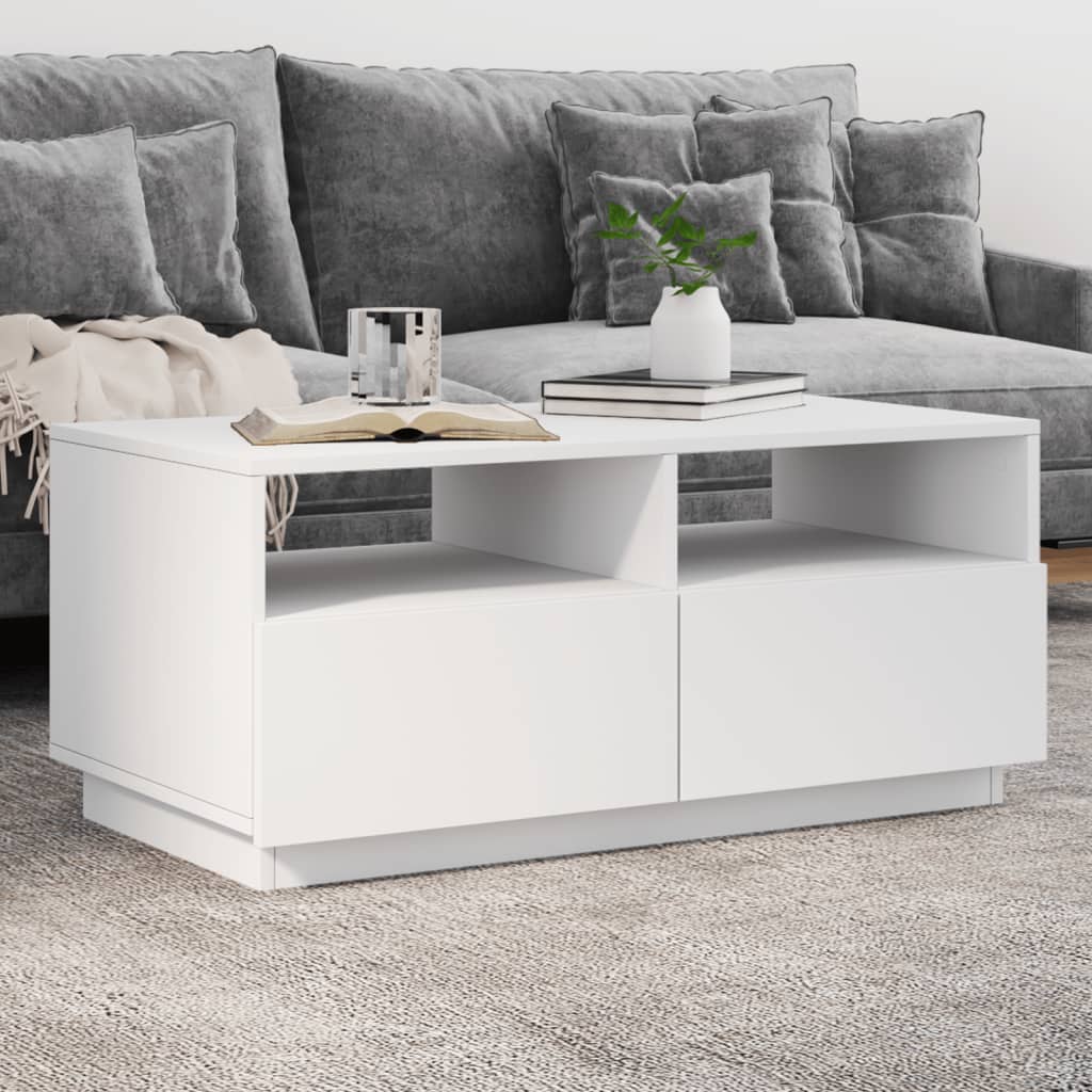 Salontafel met LED-verlichting 90x49x40 cm wit is nu te koop bij PeponiXL, paradijselijk wonen!