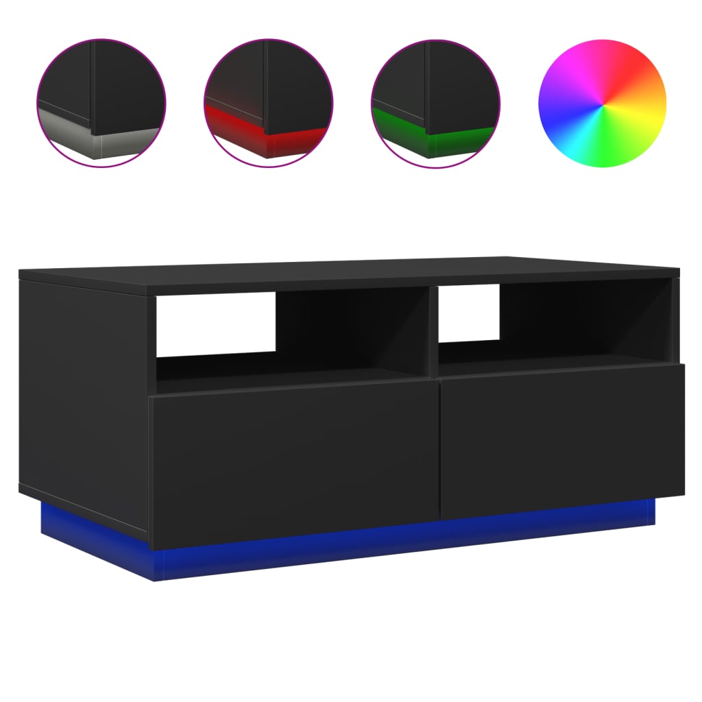 Salontafel met LED-verlichting 90x49x40 cm zwart is nu te koop bij PeponiXL, paradijselijk wonen!