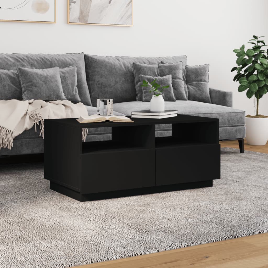 Salontafel met LED-verlichting 90x49x40 cm zwart is nu te koop bij PeponiXL, paradijselijk wonen!
