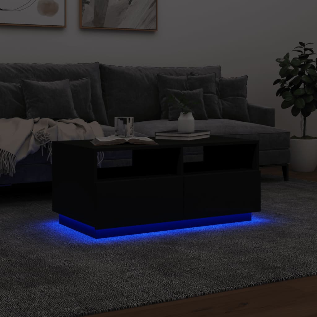 Salontafel met LED-verlichting 90x49x40 cm zwart is nu te koop bij PeponiXL, paradijselijk wonen!