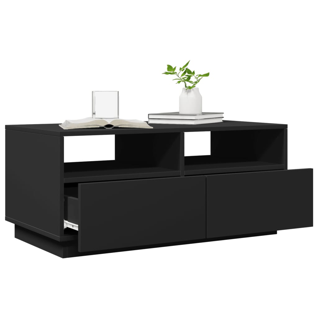 Salontafel met LED-verlichting 90x49x40 cm zwart is nu te koop bij PeponiXL, paradijselijk wonen!
