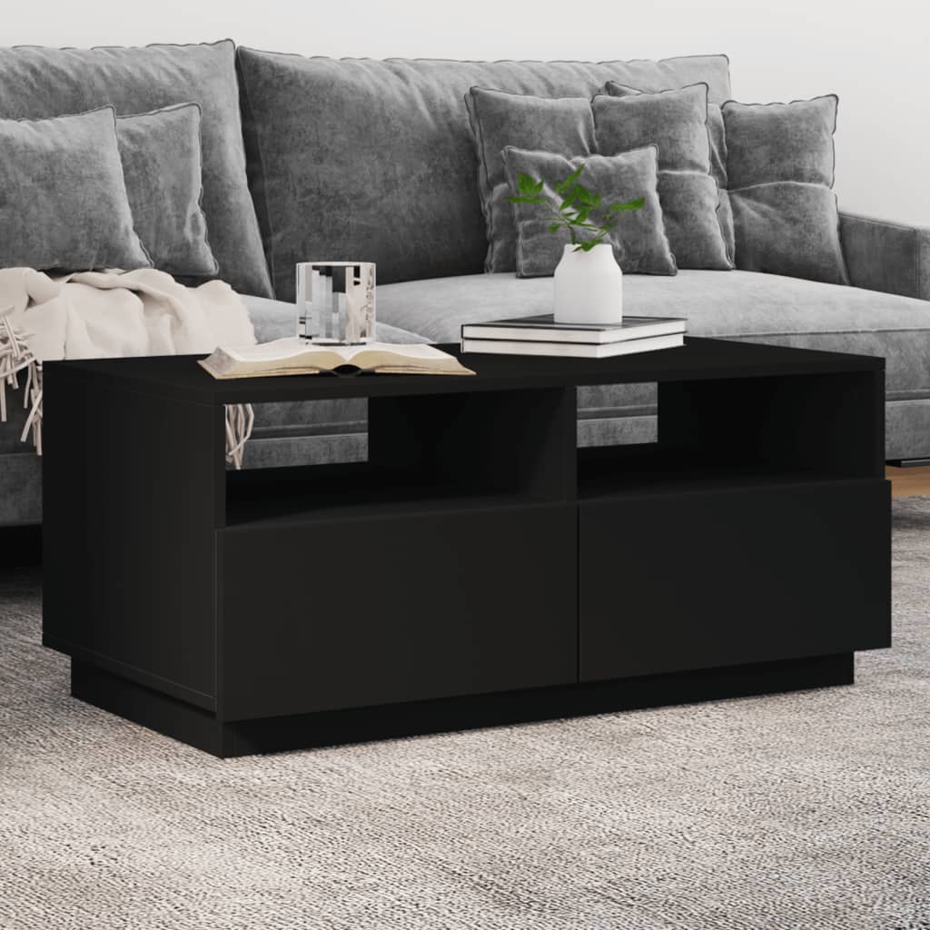 Salontafel met LED-verlichting 90x49x40 cm zwart is nu te koop bij PeponiXL, paradijselijk wonen!