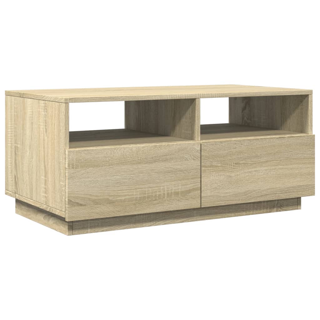 Salontafel met LED-verlichting 90x49x40 cm sonoma eikenkleurig is nu te koop bij PeponiXL, paradijselijk wonen!