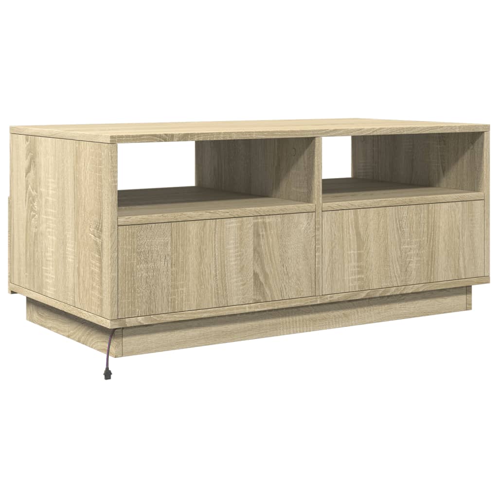 Salontafel met LED-verlichting 90x49x40 cm sonoma eikenkleurig is nu te koop bij PeponiXL, paradijselijk wonen!