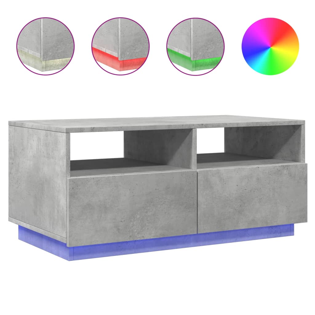 Salontafel met LED-verlichting 90x49x40 cm betongrijs is nu te koop bij PeponiXL, paradijselijk wonen!