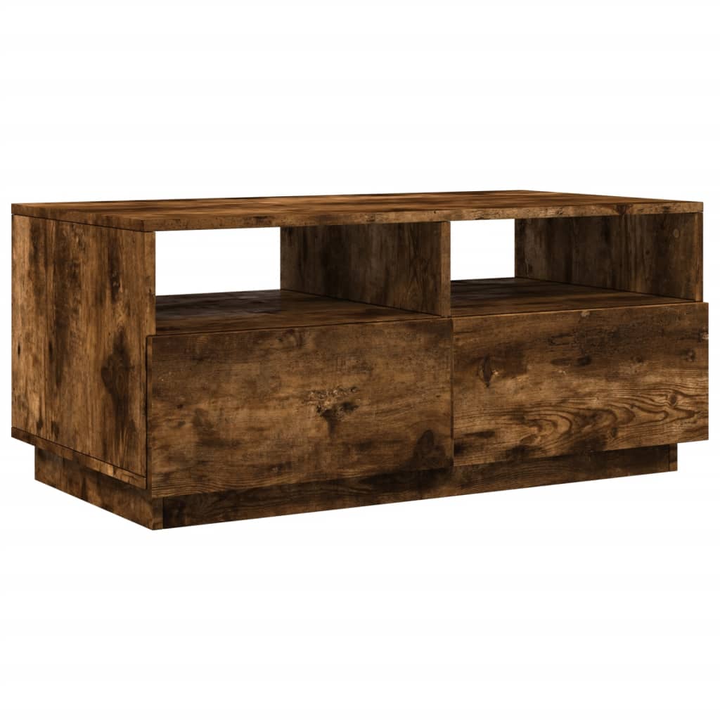 Salontafel met LED-verlichting 90x49x40 cm gerookt eikenkleurig is nu te koop bij PeponiXL, paradijselijk wonen!