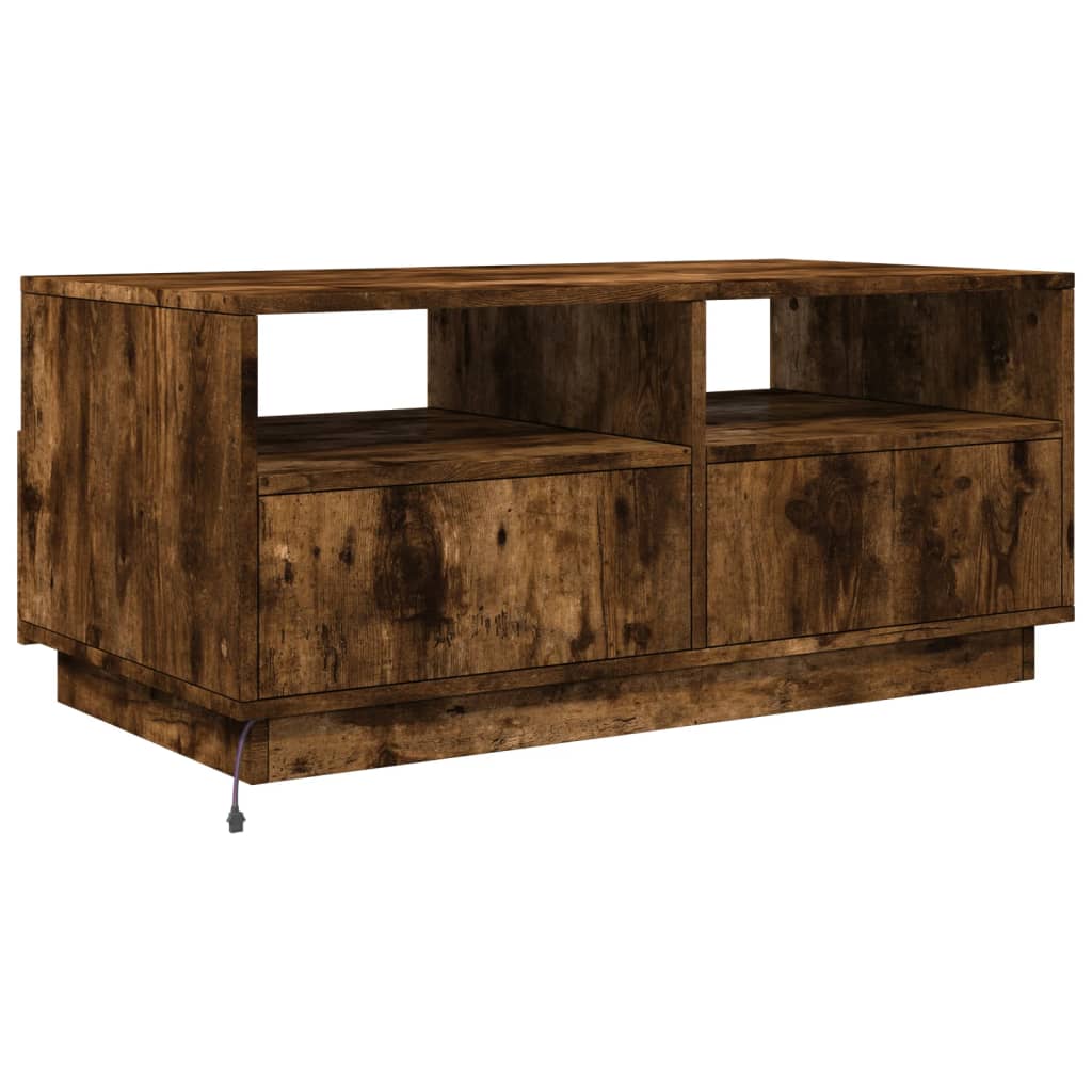 Salontafel met LED-verlichting 90x49x40 cm gerookt eikenkleurig is nu te koop bij PeponiXL, paradijselijk wonen!