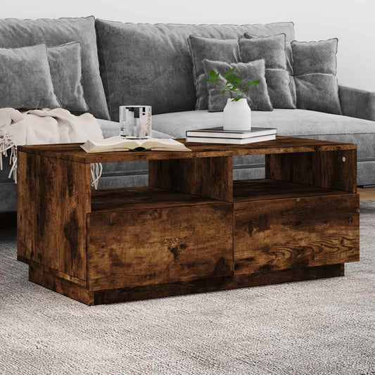 Salontafel met LED-verlichting 90x49x40 cm gerookt eikenkleurig is nu te koop bij PeponiXL, paradijselijk wonen!