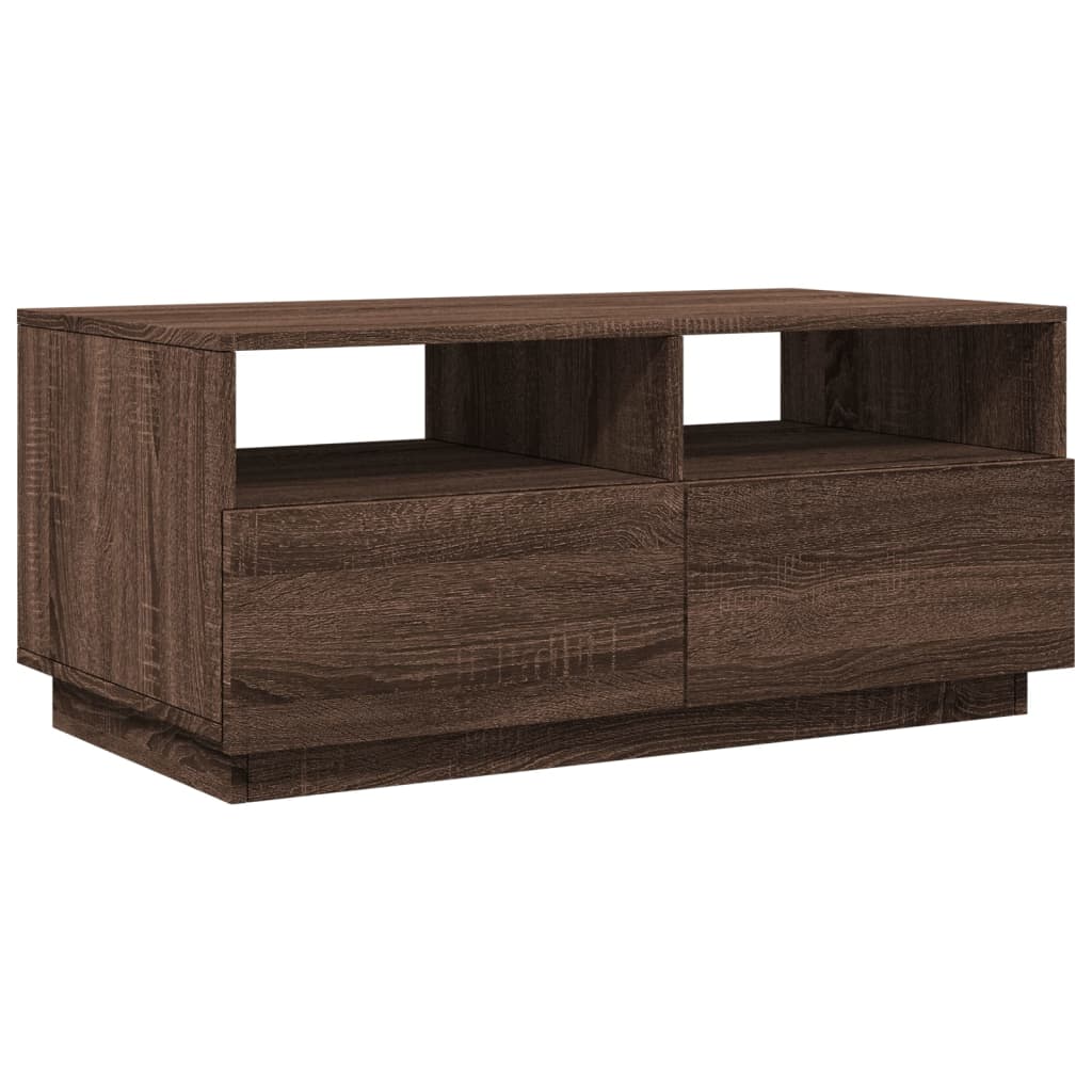Salontafel met LED-verlichting 90x49x40 cm bruin eikenkleur is nu te koop bij PeponiXL, paradijselijk wonen!
