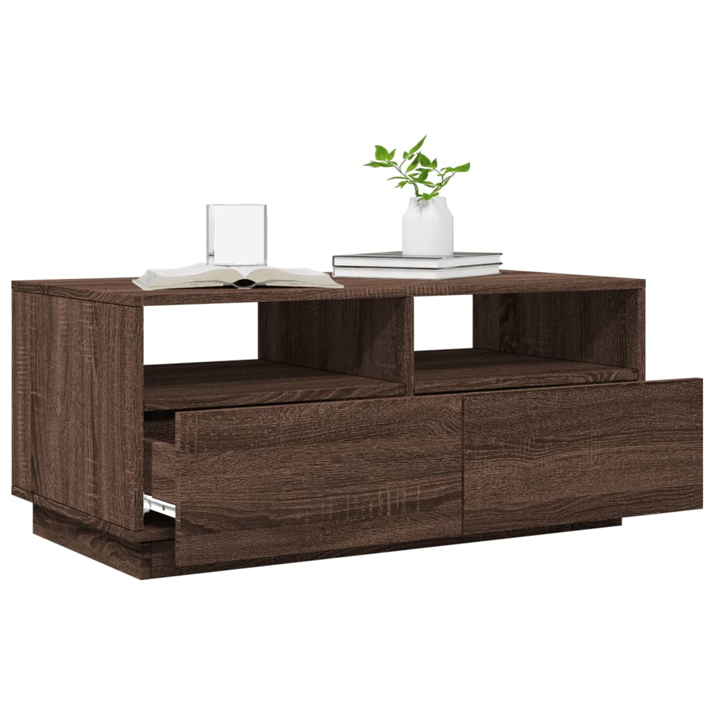 Salontafel met LED-verlichting 90x49x40 cm bruin eikenkleur is nu te koop bij PeponiXL, paradijselijk wonen!