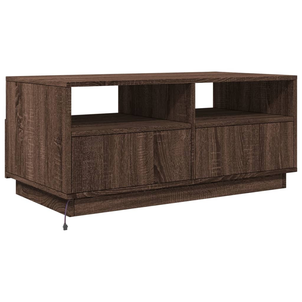 Salontafel met LED-verlichting 90x49x40 cm bruin eikenkleur is nu te koop bij PeponiXL, paradijselijk wonen!
