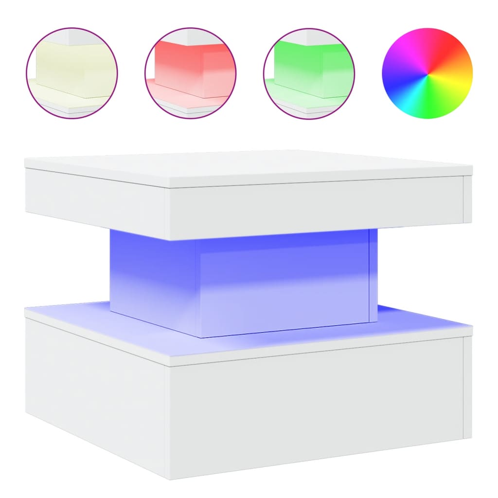 Salontafel met LED-verlichting 50x50x40 cm wit is nu te koop bij PeponiXL, paradijselijk wonen!