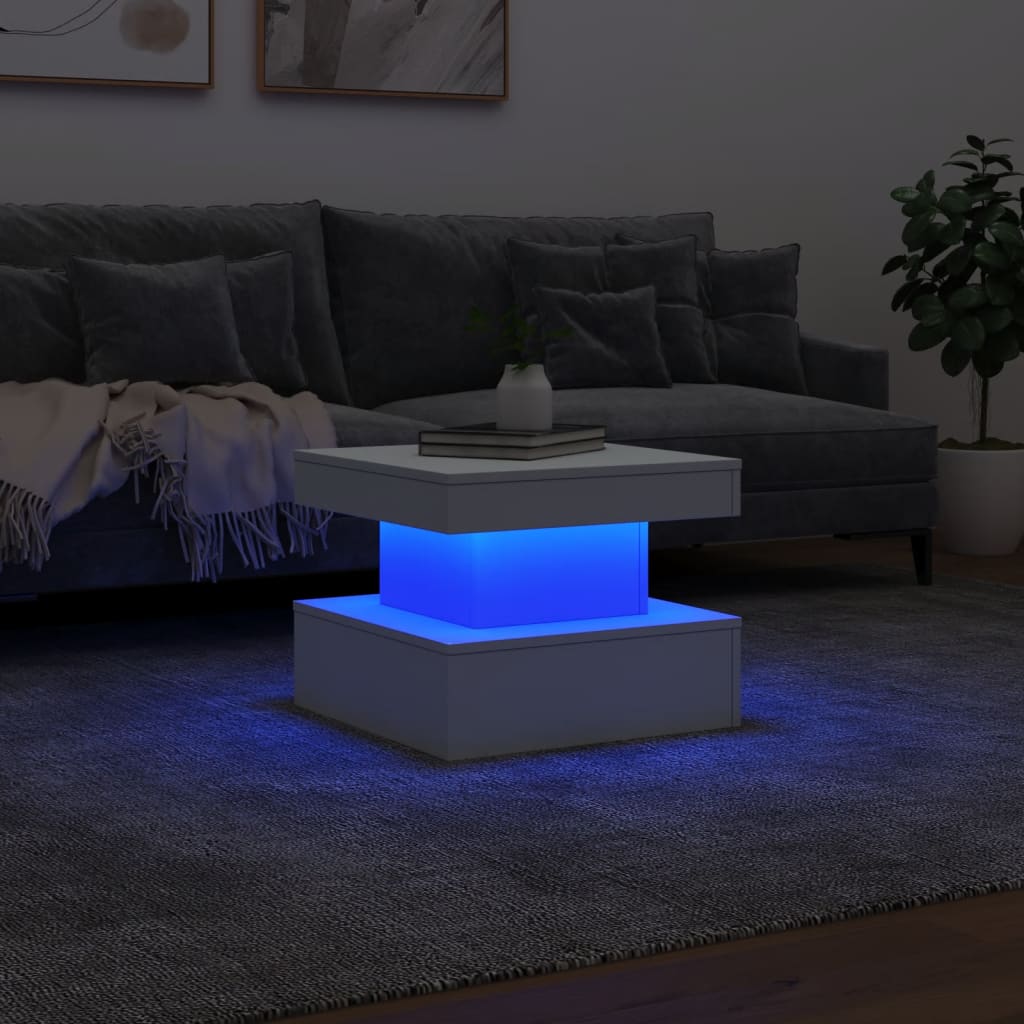 Salontafel met LED-verlichting 50x50x40 cm wit is nu te koop bij PeponiXL, paradijselijk wonen!