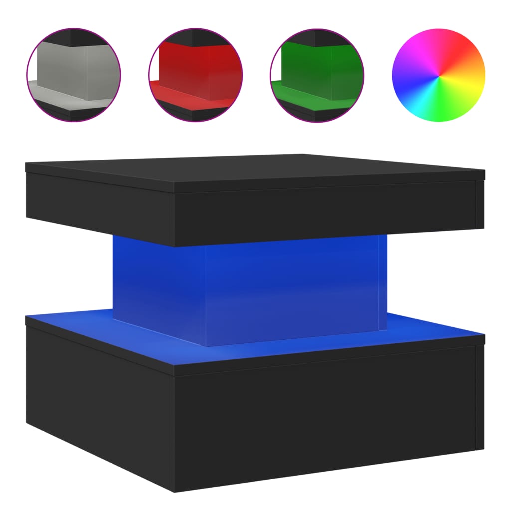 Salontafel met LED-verlichting 50x50x40 cm zwart is nu te koop bij PeponiXL, paradijselijk wonen!