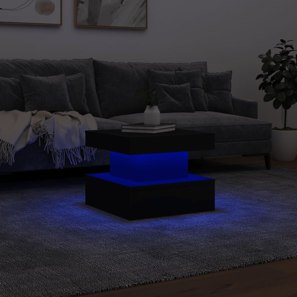 Salontafel met LED-verlichting 50x50x40 cm zwart is nu te koop bij PeponiXL, paradijselijk wonen!