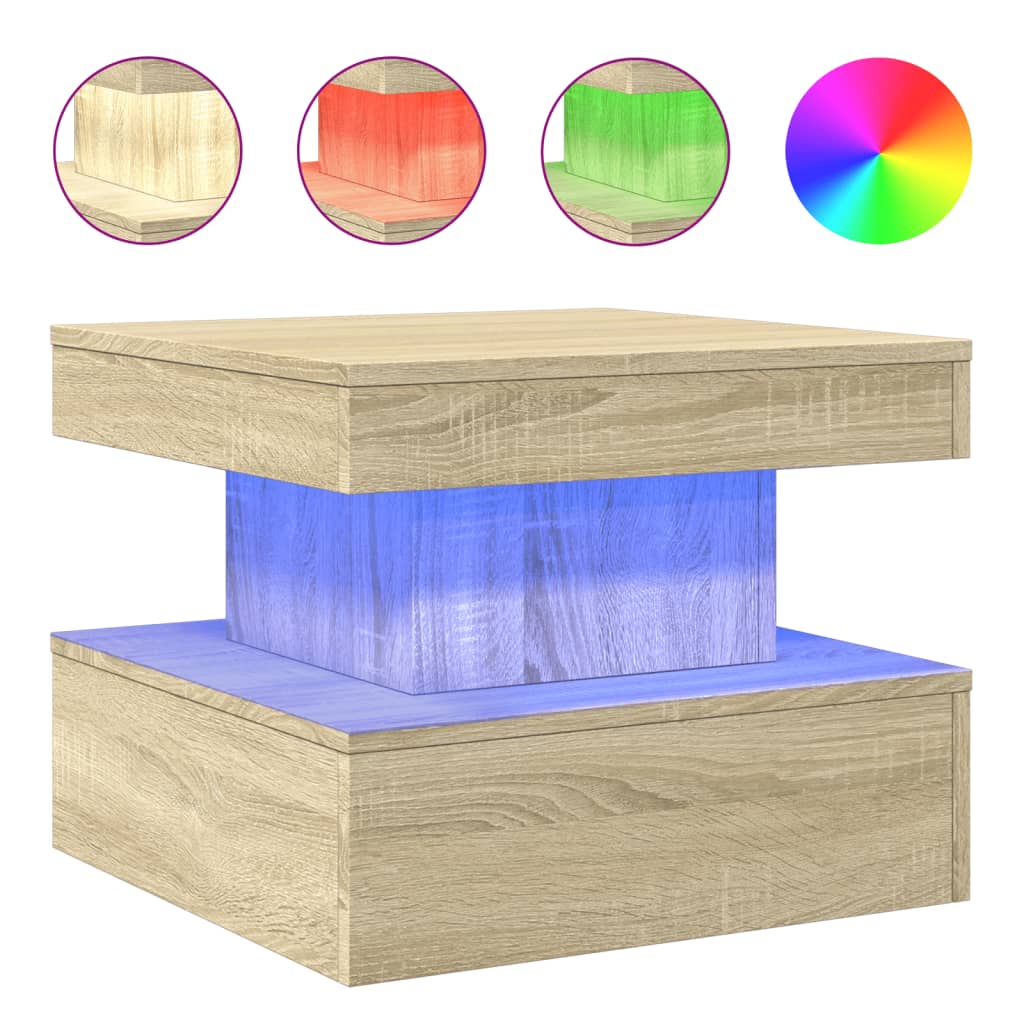 Salontafel met LED-verlichting 50x50x40 cm sonoma eiken is nu te koop bij PeponiXL, paradijselijk wonen!