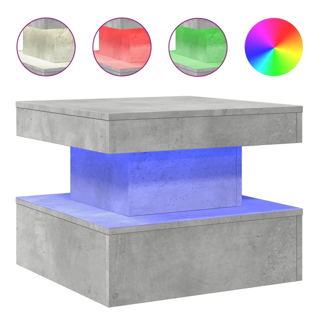 Salontafel met LED-verlichting 50x50x40 cm betongrijs is nu te koop bij PeponiXL, paradijselijk wonen!