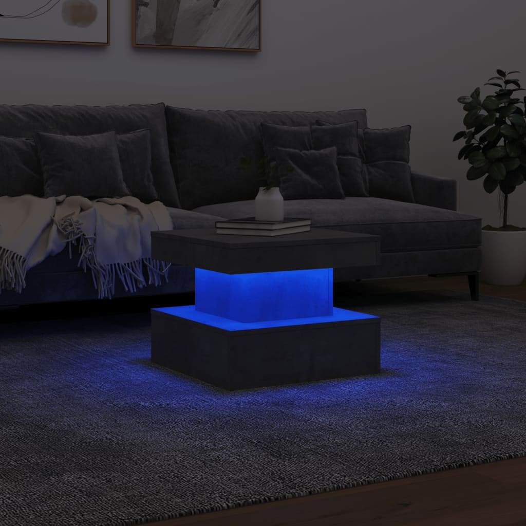 Salontafel met LED-verlichting 50x50x40 cm betongrijs is nu te koop bij PeponiXL, paradijselijk wonen!