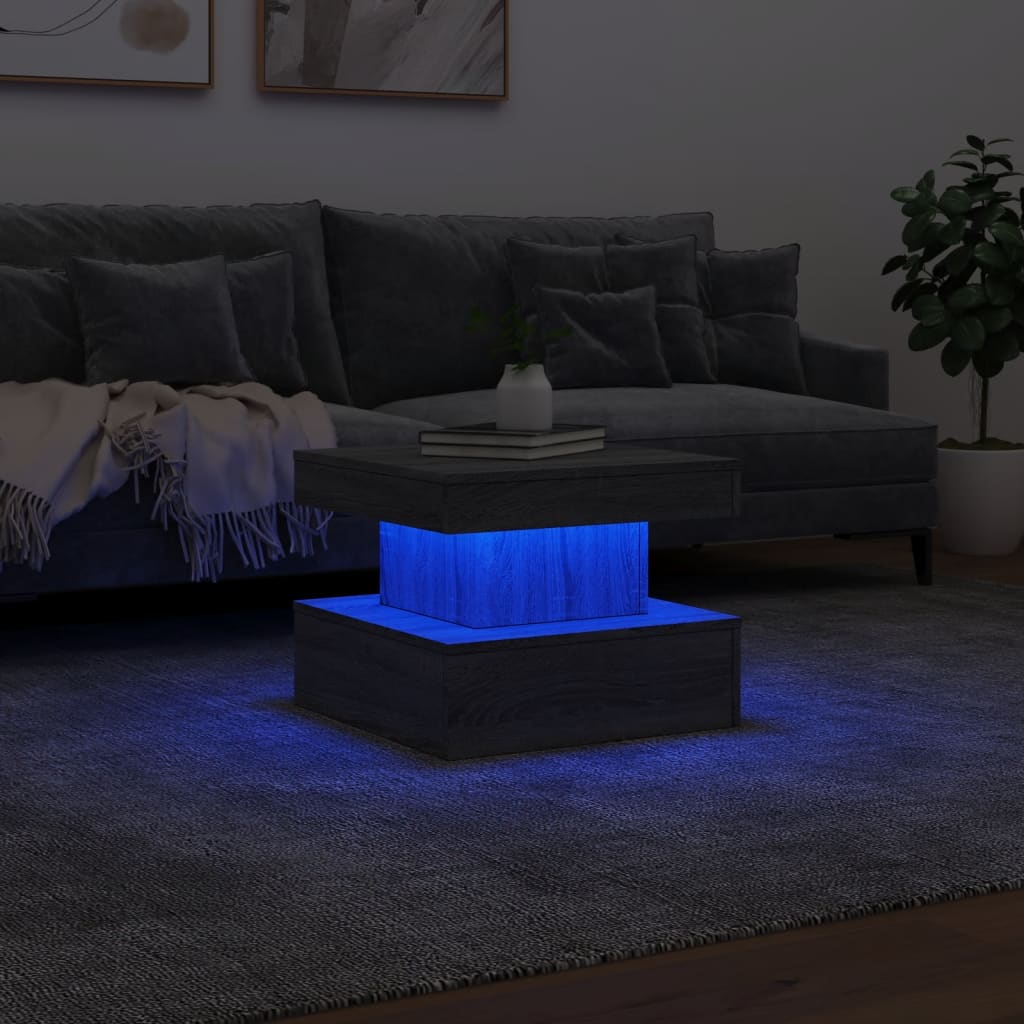Salontafel met LED-verlichting 50x50x40 cm grijs sonoma eiken is nu te koop bij PeponiXL, paradijselijk wonen!