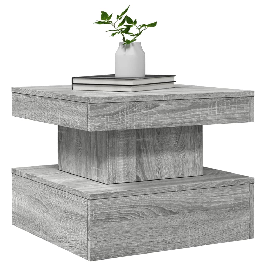Salontafel met LED-verlichting 50x50x40 cm grijs sonoma eiken is nu te koop bij PeponiXL, paradijselijk wonen!