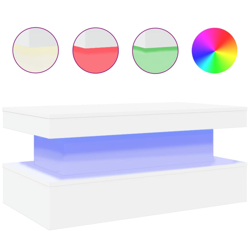Salontafel met LED-verlichting 90x50x40 cm wit is nu te koop bij PeponiXL, paradijselijk wonen!