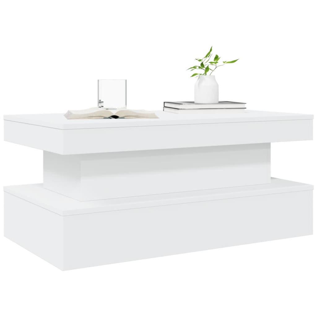 Salontafel met LED-verlichting 90x50x40 cm wit is nu te koop bij PeponiXL, paradijselijk wonen!