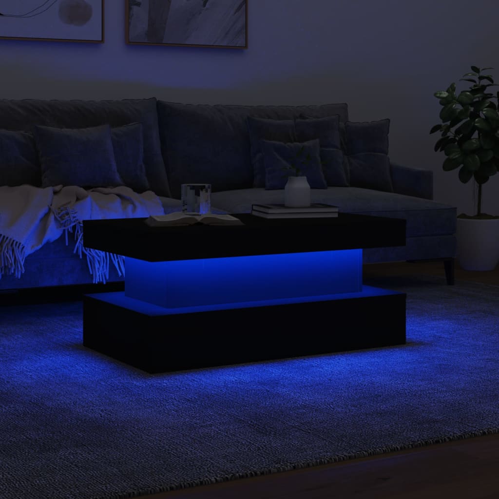 Salontafel met LED-verlichting 90x50x40 cm zwart is nu te koop bij PeponiXL, paradijselijk wonen!