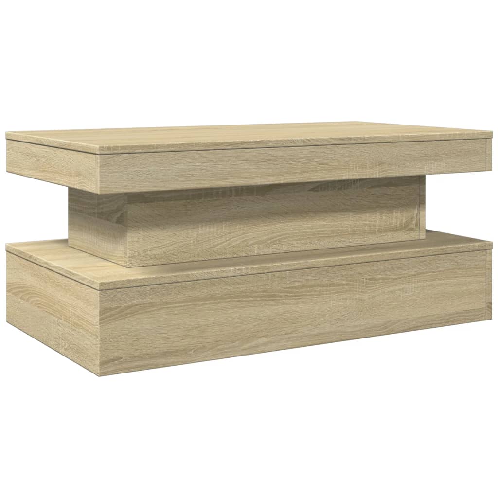 Salontafel met LED-verlichting 90x50x40 cm sonoma eikenkleurig is nu te koop bij PeponiXL, paradijselijk wonen!