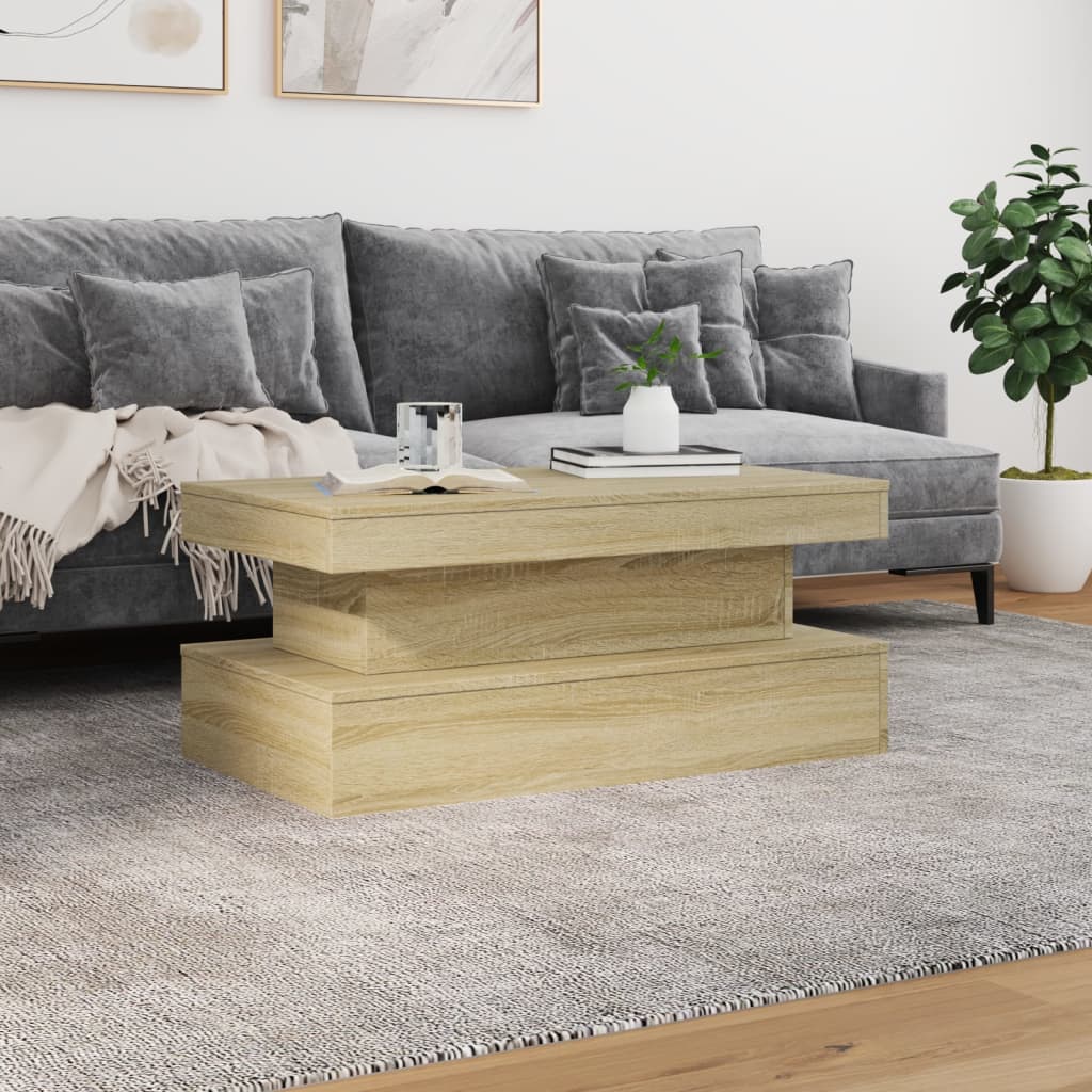 Salontafel met LED-verlichting 90x50x40 cm sonoma eikenkleurig is nu te koop bij PeponiXL, paradijselijk wonen!