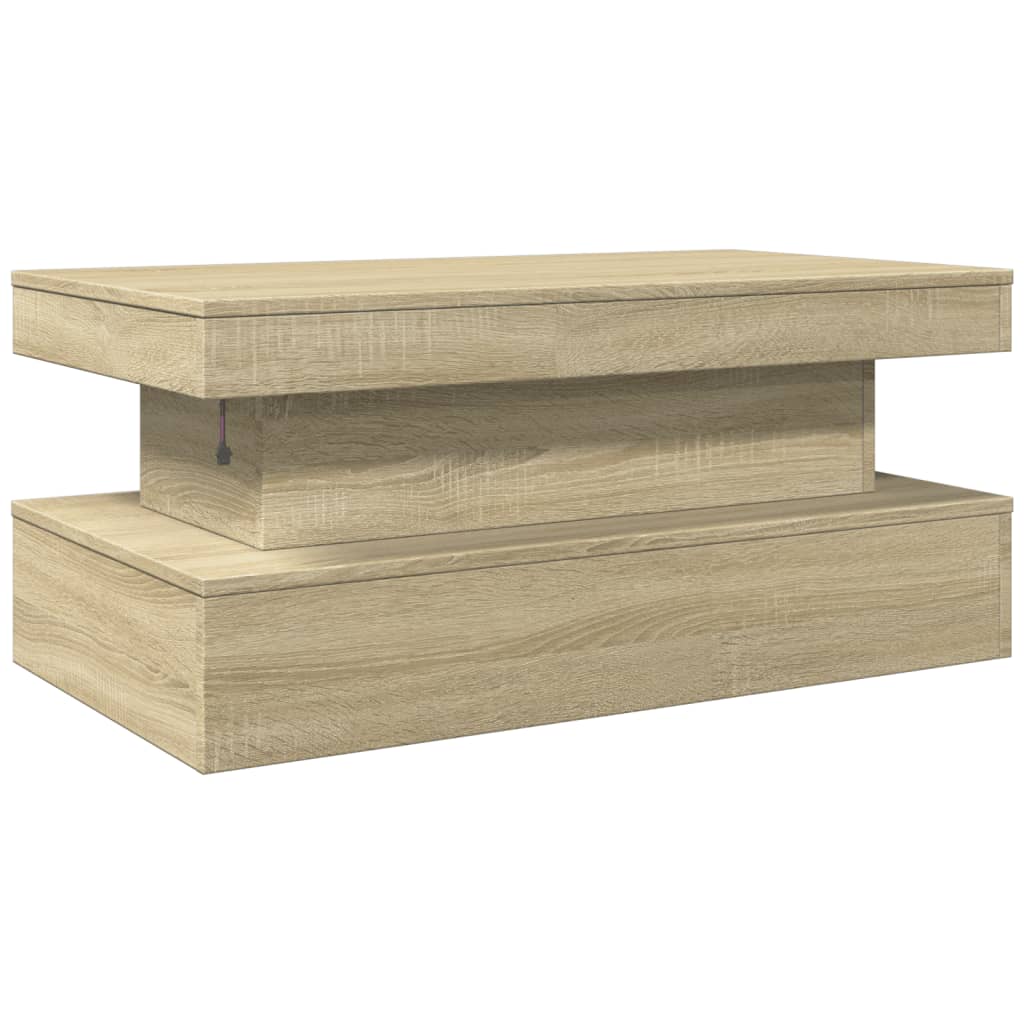 Salontafel met LED-verlichting 90x50x40 cm sonoma eikenkleurig is nu te koop bij PeponiXL, paradijselijk wonen!
