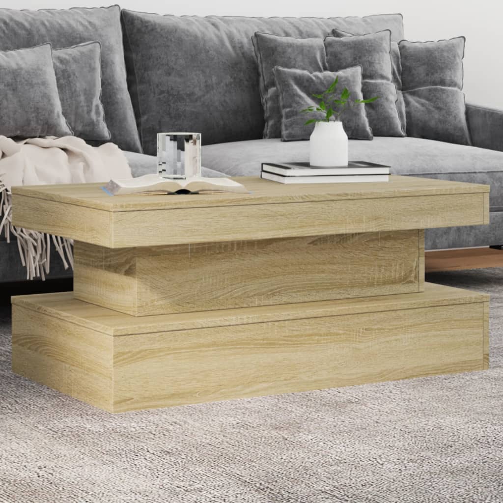 Salontafel met LED-verlichting 90x50x40 cm sonoma eikenkleurig is nu te koop bij PeponiXL, paradijselijk wonen!