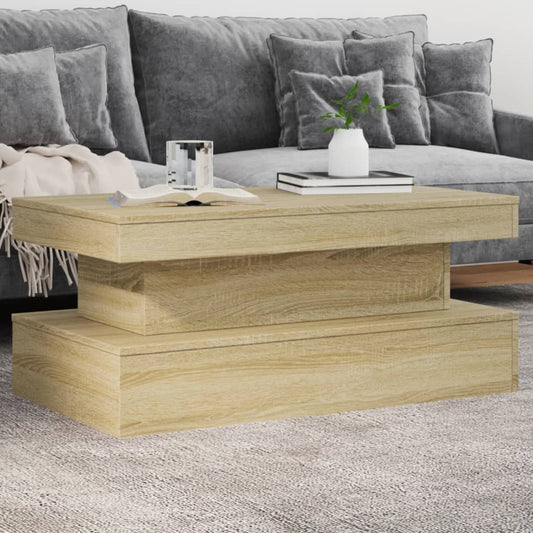 Salontafel met LED-verlichting 90x50x40 cm sonoma eikenkleurig is nu te koop bij PeponiXL, paradijselijk wonen!