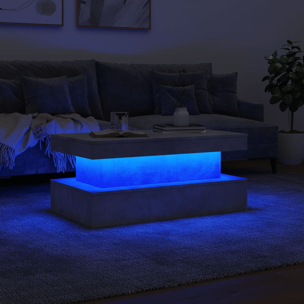 Salontafel met LED-verlichting 90x50x40 cm betongrijs is nu te koop bij PeponiXL, paradijselijk wonen!