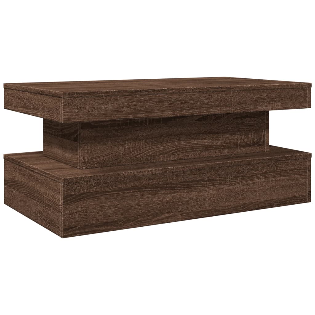 Salontafel met LED-verlichting 90x50x40 cm bruin eikenkleur is nu te koop bij PeponiXL, paradijselijk wonen!